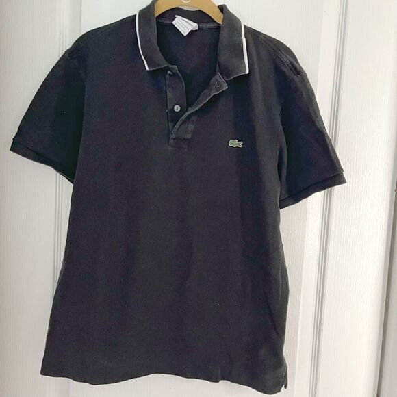 Lacoste Devanlay Button Polo Stripe Collar 100% Cotton Regular Fit Shirt - Picture 1 of 9